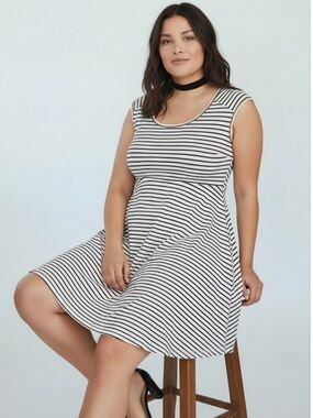 plus size black and white striped dress & Stripe Maxi with Bow its made from our soft and substantial yarn RITERA Plus Size Dresses for